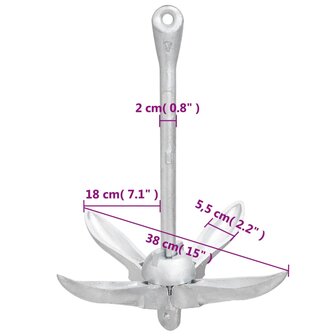 Anker inklapbaar 4 kg smeedijzer zilverkleurig 9