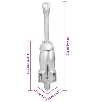 Anker inklapbaar 6 kg smeedijzer zilverkleurig 7