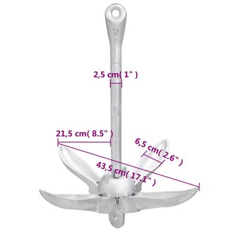 Anker inklapbaar 6 kg smeedijzer zilverkleurig 9