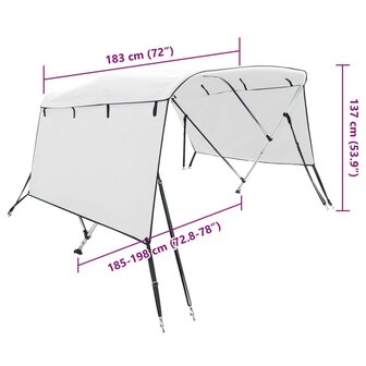 Biminitop 3 bogen met zijwanden 183x(185-198)x137 cm 12