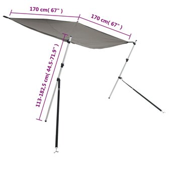 Schaduwdoek T-top 170x170x(113-182,5) cm antracietgrijs 7