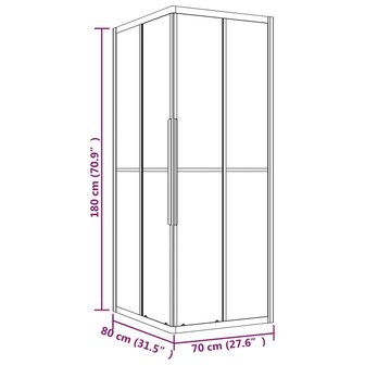 Douchecabine 80x70x180 cm halfmat ESG zwart 11