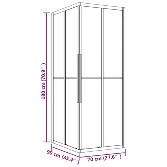 Douchecabine 90x70x180 cm mat ESG zwart 11