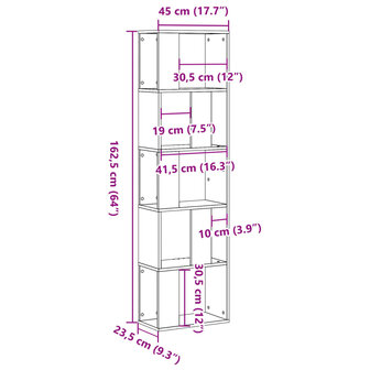 Boekenkast 5-laags 45x23,5x162,5 cm bewerkt hout wit 8