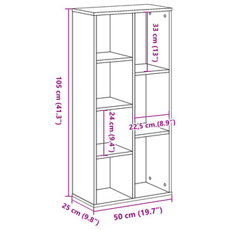 Boekenkast 50x25x105 cm bewerkt hout zwart 9