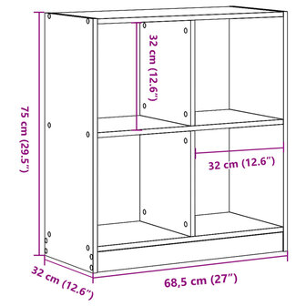 Boekenkast 68,5x32x75 cm bewerkt hout wit 9