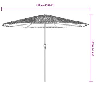 Parasol met stalen paal 388x388x248 cm bruin 11