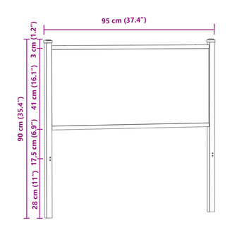 Hoofdbord 90 cm bewerkt hout en staal sonoma eikenkleurig 7