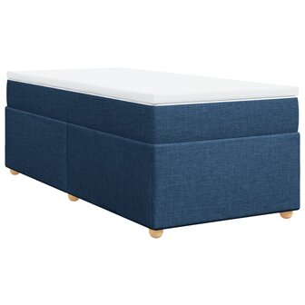 Boxspring met matras stof blauw 80x200 cm 9