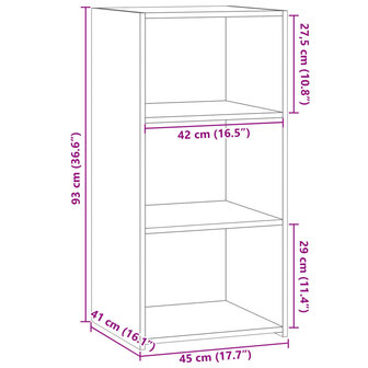 Dressoir 45x41x93 cm bewerkt hout wit 9