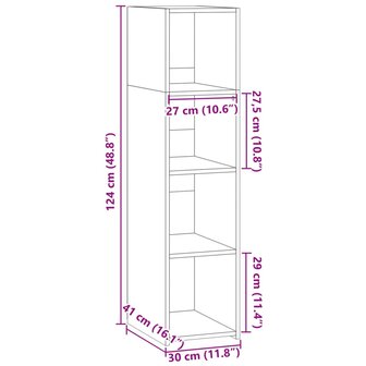 Hoge kast 30x41x124 cm bewerkt hout gerookt eikenkleurig 9