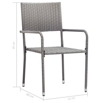 Tuinstoelen 2 st stapelbaar poly rattan grijs 7