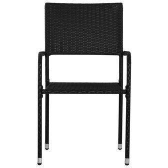 Tuinstoelen 2 st stapelbaar poly rattan zwart 3