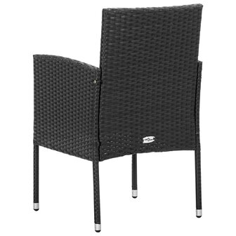 Tuinstoelen 2 st met zwarte kussens poly rattan zwart 5