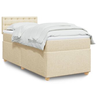 Boxspring met matras stof cr&egrave;mekleurig 80x200 cm 1