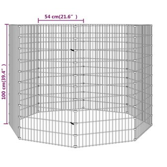 Dierenverblijf 8 panelen 54x100 cm gegalvaniseerd ijzer 8