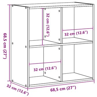 Boekenkast 68,5x32x68,5 cm bewerkt hout grijs sonoma eiken 9