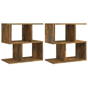 Nachtkastjes 2 st 50x30x51,5 cm bewerkt hout gerookt eikenkleur 2