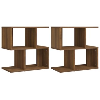 Nachtkastjes 2 st 50x30x51,5 cm bewerkt hout bruin eikenkleur 2