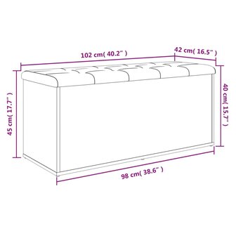 Opbergbankje 102x42x45 cm bewerkt hout grijs sonoma eikenkleur 10