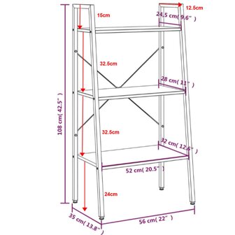 Opbergmeubel met 3 lagen 56x35x108 cm zwart 8