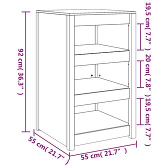 Keukenkast voor buiten 55x55x92 cm massief grenenhout wit 9