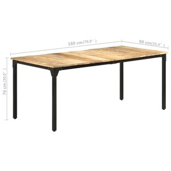 Eettafel 180x90x76 cm ruw mangohout 7