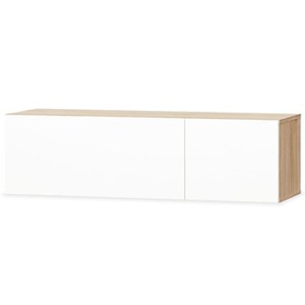 Tv-meubel 120x40x34 cm bewerkt hout hoogglans wit en eikenkleur 2