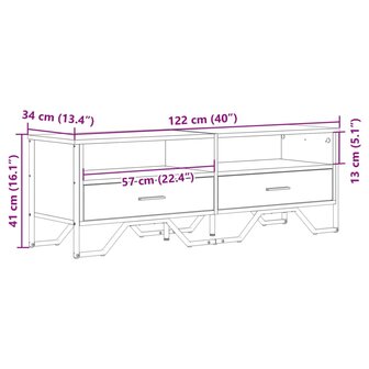 Tv-meubel 122x34x41 cm bewerkt hout sonoma eikenkleurig 10