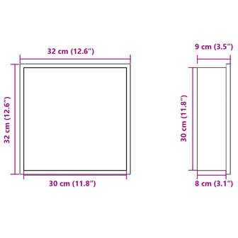 Douchenis 32x32x9 cm roestvrijstaal geborsteld zilverkleurig 8