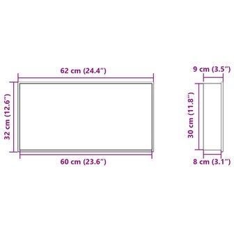 Douchenis 62x32x9 cm roestvrijstaal geborsteld zilverkleurig 8