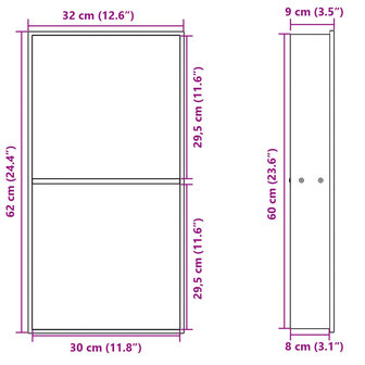 Douchenis 32x62x9 cm roestvrijstaal geborsteld zilverkleurig 8