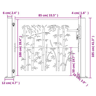 Poort 105x105 cm bamboe-ontwerp cortenstaal 11