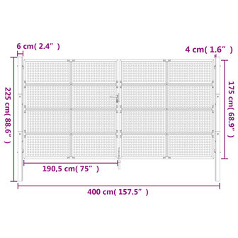 Poort 400x225 cm staal antracietkleurig 6