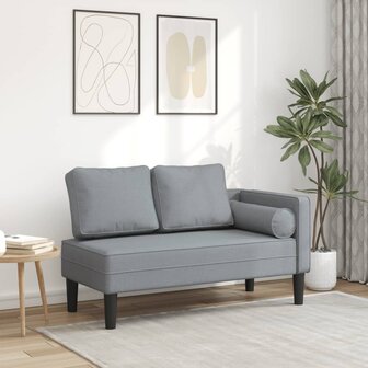 Chaise longue met kussens stof lichtgrijs 1