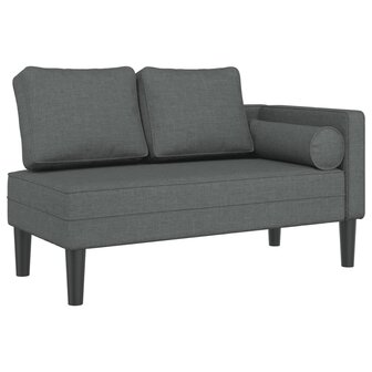 Chaise longue met kussens stof donkergrijs 2