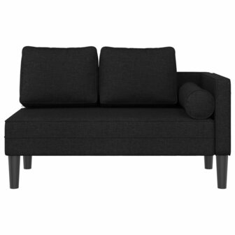 Chaise longue met kussens stof zwart 3