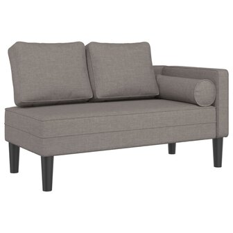 Chaise longue met kussens stof taupe 2