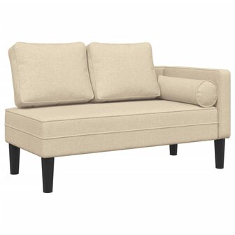 Chaise longue met kussens stof cr&egrave;mekleurig 2