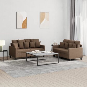 2-delige Loungeset met kussens stof bruin 1