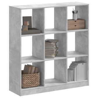 Boekenkast 102x32x108 cm bewerkt hout betongrijs 1