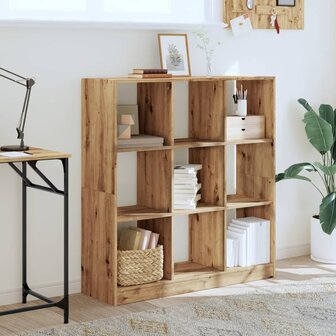 Boekenkast 102x32x108 cm bewerkt hout artisanaal eikenkleurig 3