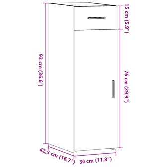 Dressoir 30x42,5x93 cm bewerkt hout wit 11