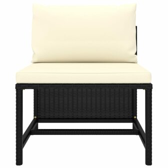 2-delige Loungeset met kussens poly rattan zwart 5