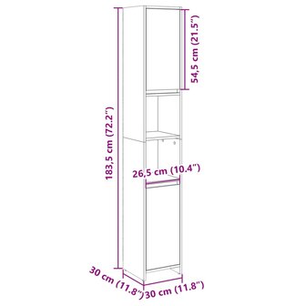 Badkamerkast 30x30x183,5 cm spaanplaat sonoma eikenkleurig 9