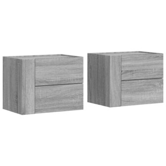 Nachtkastjes 2 st wandgemonteerd 45x30x35 cm grijs sonoma eiken 2