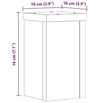 Plantenstandaards 2 st 10x10x18 cm bewerkt hout wit 10