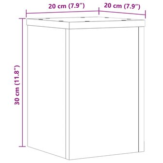 Plantenstandaards 2 st 20x20x30 cm bewerkt hout wit 10