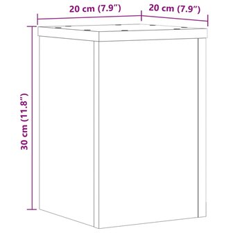 Plantenstandaards 2 st 20x20x30 cm bewerkt hout sonoma eiken 10