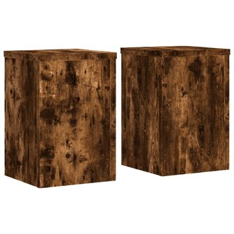 Plantenstandaards 2 st 20x20x30 cm bewerkt hout gerookt eiken 2